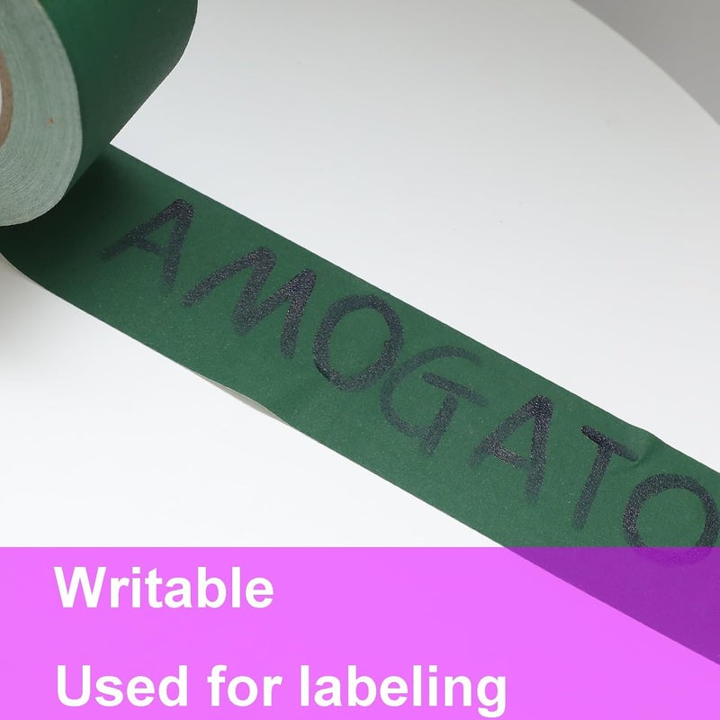 AMOGATO شريط غافر أخضر 2 بوصة × 27 ياردة، شريط غافر أخضر، لاصق مطاطي لا يترك بقايا، مقاوم للماء، متعدد الاستخدامات، سهل التمزيق، رائع للحفلات، الزفاف أو أكثر - Image 2